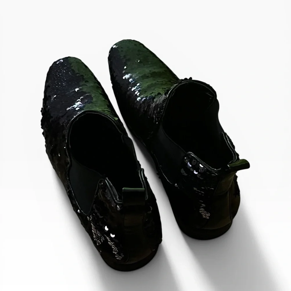 Amali black sequins sparkle ankle boots men formal prom evening like new 9.5